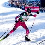 　Ｗ杯複合混合団体スプリントの後半距離で力走する山本涼太＝ラハティ（共同）