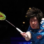 　バドミントンの全英オープン、準決勝で王祉怡と対戦する山口茜＝７日、バーミンガム（ロイター＝共同）