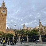 　英議会議事堂の大時計（愛称ビッグベン）＝２０２２年、ロンドン（共同）