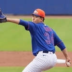 　マーリンズ戦に先発したメッツ・千賀。３回を無安打無失点と好投した＝ポートセントルーシー（共同）