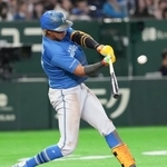 　４回、満塁本塁打を放つ日本ハム・水谷＝東京ドーム