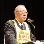 　部落解放同盟の第８３回全国大会であいさつする西島藤彦委員長＝１８日午後、東京都内