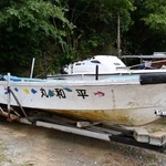 　辺野古沖で転覆した平和丸＝１９日午前、沖縄県名護市