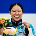 　女子高飛び込みで優勝した金戸凜＝東京アクアティクスセンター