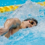 　男子２００メートル自由形決勝　力泳する村佐達也＝東京アクアティクスセンター