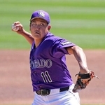 　タイガース戦に先発し、４回１／３を２失点だったロッキーズ・菅野＝スコッツデール（共同）