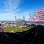 　米大リーグ、ジャイアンツ-ヤンキースの開幕戦が行われたオラクル・パーク＝２５日、米カリフォルニア州サンフランシスコ（ゲッティ＝共同）