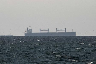 　ホルムズ海峡近くを航行する貨物船＝３月（ロイター＝共同）