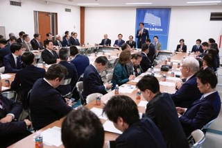 　自民党本部で開かれたイラン情勢に関する関係合同会議＝９日午後、東京・永田町