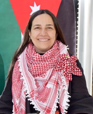 　大阪・関西万博の開幕１周年に合わせて再来日した中東ヨルダンパビリオンの政府代表代行を務めたシファ・ズグールさん＝１２日、大阪府吹田市