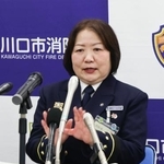 　埼玉県川口市消防局の消防長に就任した鈴木亜弥子氏＝１日午後、川口市