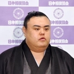 　記者会見で心境を語る元幕内英乃海＝３日、東京・両国国技館