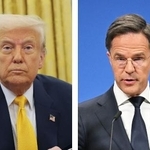 　トランプ米大統領、ＮＡＴＯのルッテ事務総長（いずれもゲッティ＝共同）