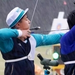 　アーチェリー男子で愛知・名古屋アジア大会の代表に決まった舟橋悠矢＝夢の島公園アーチェリー場