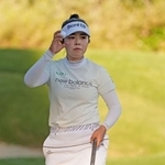 　第３ラウンド、ホールアウトする山下美夢有。通算３アンダーで３位＝シャドークリークＧＣ（共同）