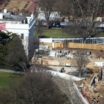 　建設が続く米ホワイトハウスの宴会場＝１月（ロイター＝共同）