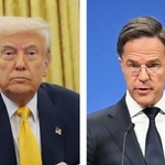 　トランプ米大統領、ＮＡＴＯのルッテ事務総長（いずれもゲッティ＝共同）