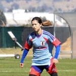 　練習するサッカー女子日本代表主将の長谷川＝オークランド（共同）