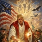 　トランプ米大統領が１２日に交流サイト（ＳＮＳ）に投稿した、生成人工知能（ＡＩ）による自身をキリストのように描いた画像（ロイター＝共同）