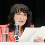 　Ｇ２０財務相・中央銀行総裁会議後、記者会見する片山財務相＝１６日、米ワシントン（共同）