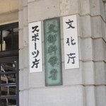 　スポーツ庁などの看板＝東京都千代田区霞が関、２０１５年