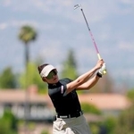 　第３ラウンド、２番でショットを放つ岩井千怜。通算１０アンダーで１０位＝エルカバレロＣＣ（共同）