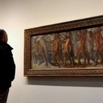 　久留米市美術館に展示されている青木繁の代表作「海の幸」＝３月、福岡県久留米市