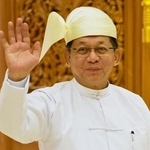 　ミャンマーの大統領に就任したミンアウンフライン氏＝１０日、首都ネピドー（ＡＰ＝共同）