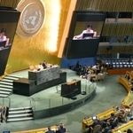 　開幕した核拡散防止条約（ＮＰＴ）再検討会議の議場＝２７日、米ニューヨークの国連本部（共同）