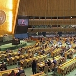 　２８日、米ニューヨークの国連本部で開かれたＮＰＴ再検討会議（共同）