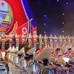 　北朝鮮の国防省中央軍楽団の創立８０年を記念する演奏会＝２８日（朝鮮通信＝共同）