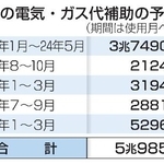　政府の電気・ガス代補助の予算額