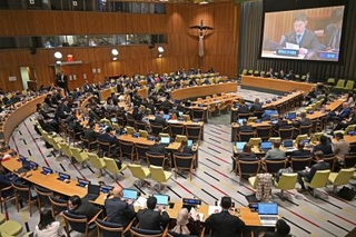 　４日、ニューヨークの国連本部で開かれたＮＰＴ再検討会議の第２委員会（共同）　