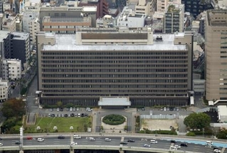 　大阪高裁が入る合同庁舎＝２０２４年１１月（共同通信社ヘリから）