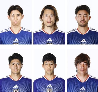 　（上段左から）伊藤洋輝、瀬古歩夢、菅原由勢、（下段左から）鈴木淳之介、遠藤航、伊東純也