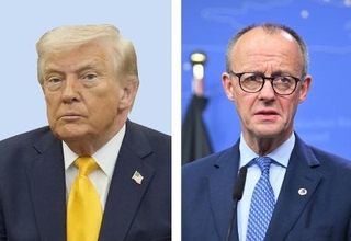 　トランプ米大統領、ドイツのメルツ首相（ゲッティ＝共同）