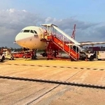 　騒動があったとみられるタイ・エアアジアの機体＝４月下旬（タイ運輸省提供、共同）