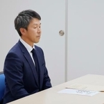 　鹿児島県内４市の担当者との面会に臨む水迫畜産の水迫栄治社長＝１日午後、鹿児島市