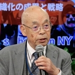 　米ニューヨークで被爆証言する広島県被団協の佐久間邦彦理事長＝４月３０日（共同）