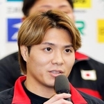 　記者会見する、柔道の世界選手権日本代表の阿部一二三＝４日、味の素ナショナルトレーニングセンター