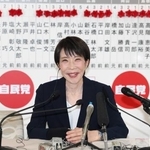 　２月の衆院選で圧勝した高市早苗首相（自民党総裁）＝東京・永田町の党本部