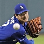 　アストロズ戦に先発登板したドジャース・大谷＝ヒューストン（共同）
