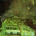 　イスラエルの空爆で破壊された建物＝６日、ベイルート（ＡＰ＝共同）