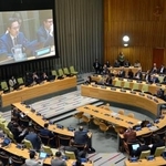 　ＮＰＴ再検討会議の会合＝６日、ニューヨークの国連本部（共同）