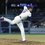 　ジャイアンツ戦に先発登板し、７回４安打無失点の快投で３勝目を挙げたドジャース・大谷＝ロサンゼルス（共同）