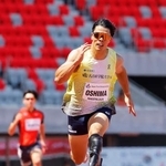 　男子１００メートル（義足・機能障害Ｔ６４）　１１秒１１で優勝した大島健吾。自身のアジア記録を更新した＝パロマ瑞穂スタジアム