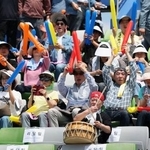 　韓国・水原でのサッカー女子ＡＣＬの決勝で、北朝鮮チームを応援する観客＝２３日（聯合＝共同）