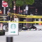 　発砲事件があった現場付近＝２３日、米ワシントン（ＡＰ＝共同）