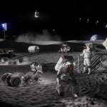 　月面基地における活動のイメージ（ＮＡＳＡ提供・共同）