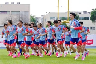 　サッカーＷ杯北中米３カ国大会の事前合宿地で調整を開始した日本代表＝３日、モンテレイ（共同）